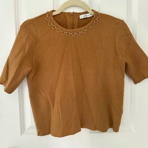 Zara knit warm short sleeve top in camel